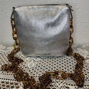Silver Crossbody Bag with Tortoise Chain